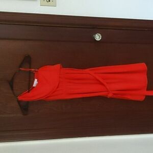 ASOS  Maternity Orange Red One Shoulder or 2 Strapped Belted Dress Size 4